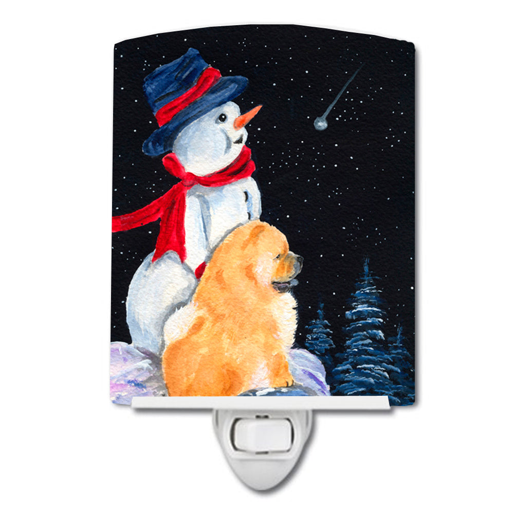 Snowman with Chow Chow Ceramic Night Light SS8554CNL - the-store.com