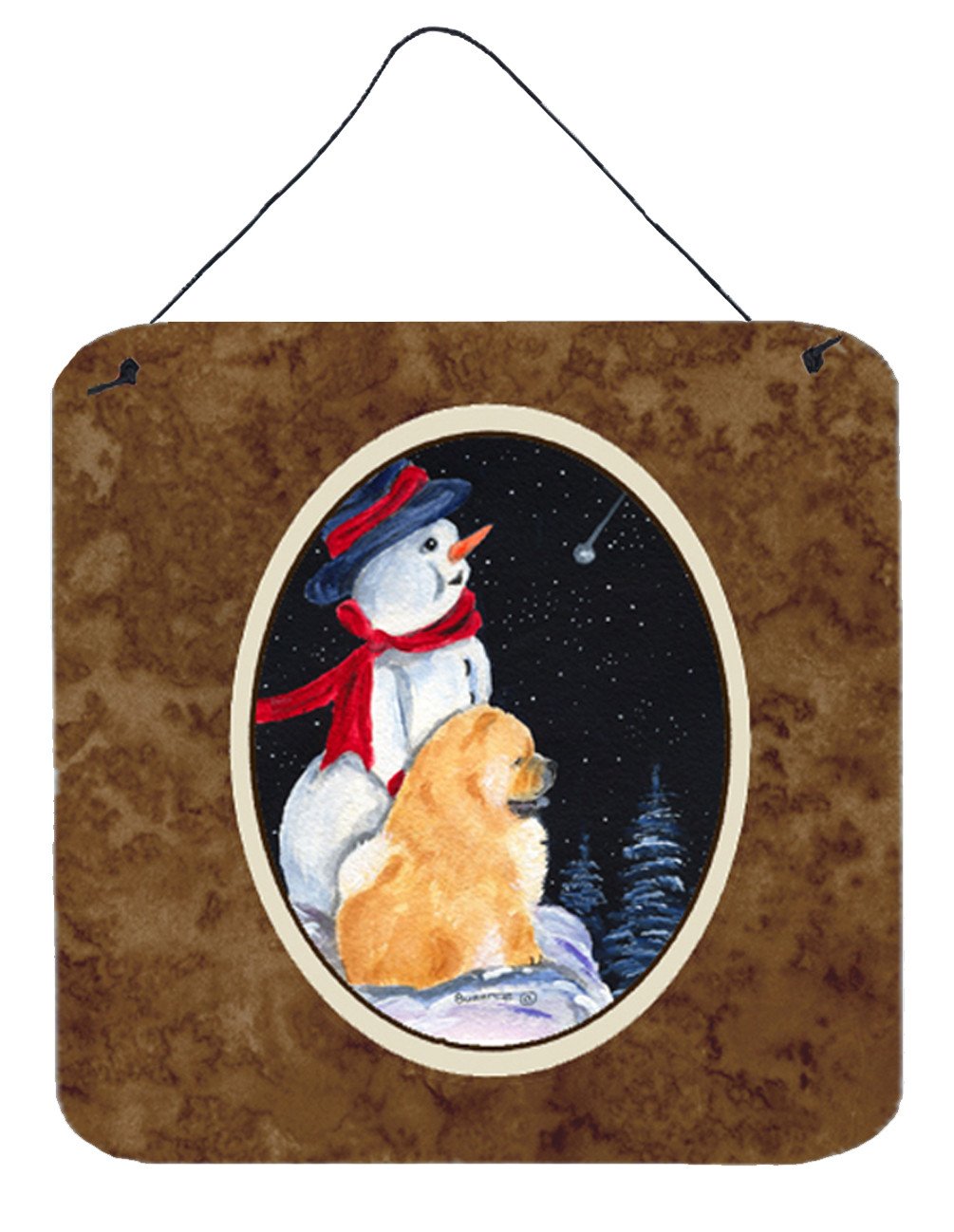 Snowman with Chow Chow Aluminium Metal Wall or Door Hanging Prints by Caroline's Treasures