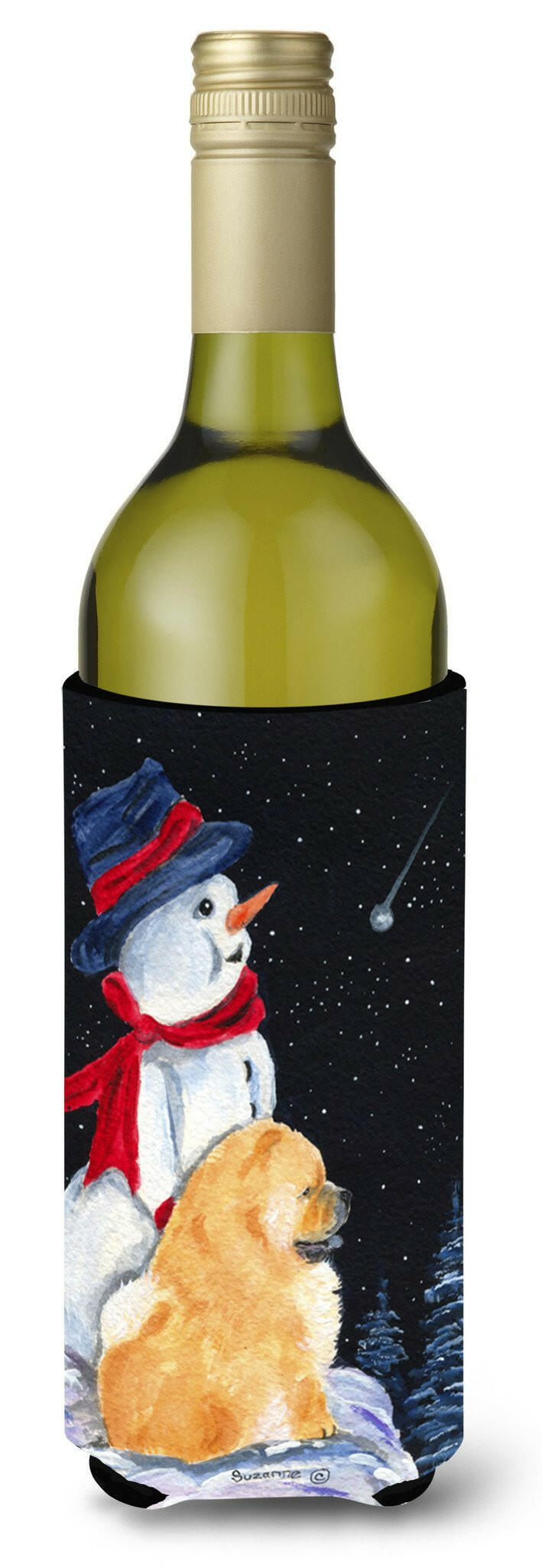 Snowman with Chow Chow Wine Bottle Beverage Insulator Beverage Insulator Hugger by Caroline&#39;s Treasures