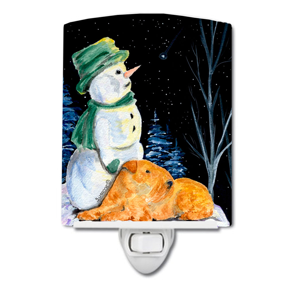 Snowman with Lakeland Terrier Ceramic Night Light SS8555CNL - the-store.com