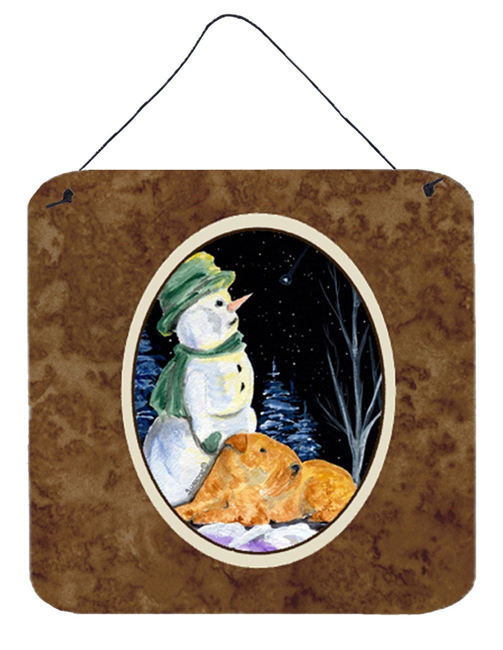Snowman with Lakeland Terrier Aluminium Metal Wall or Door Hanging Prints by Caroline&#39;s Treasures