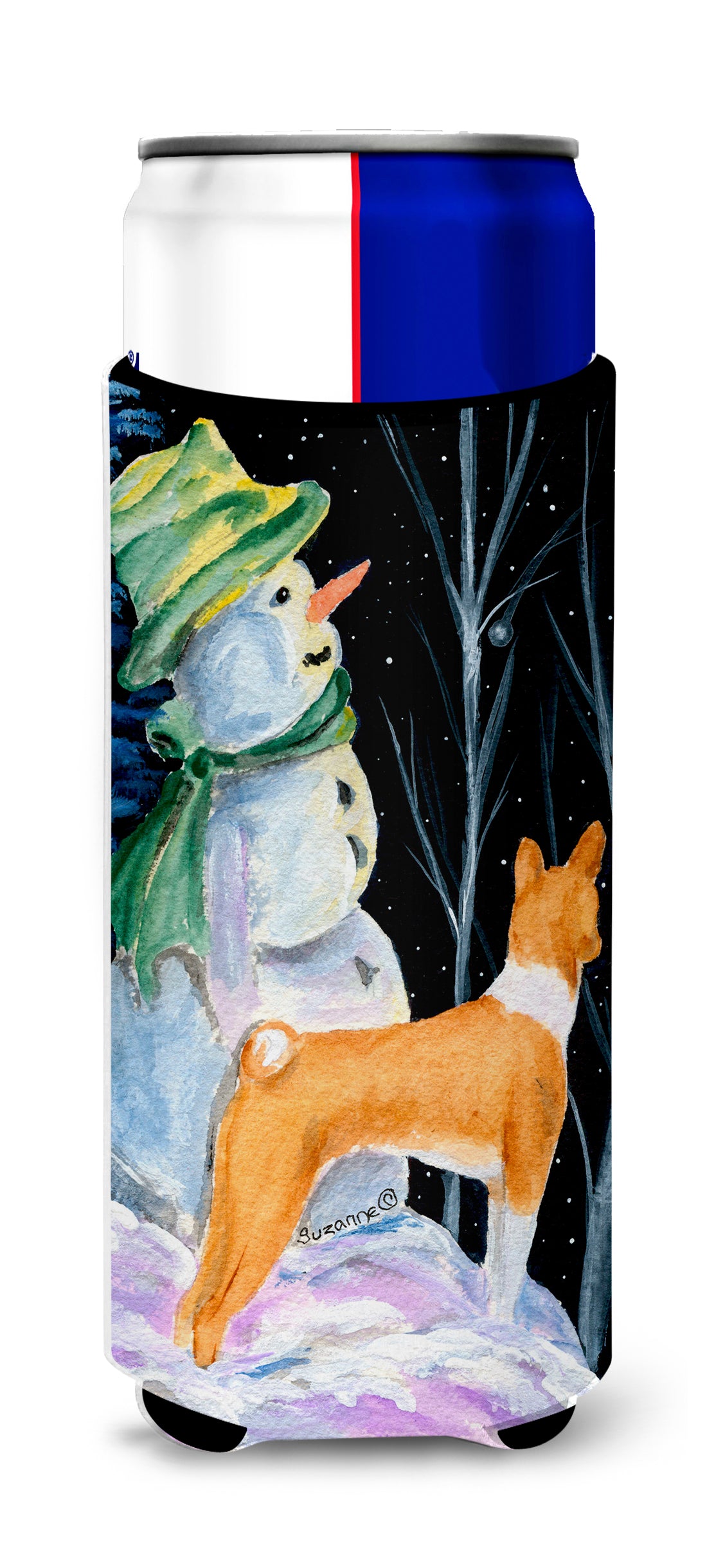 Snowman with Basenji Ultra Beverage Insulators for slim cans SS8556MUK.