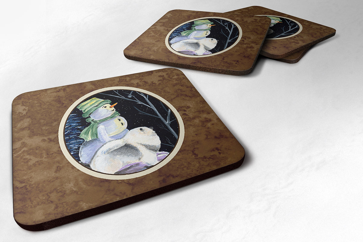 Snowman with Keeshond Foam Coasters Set of 4 - the-store.com
