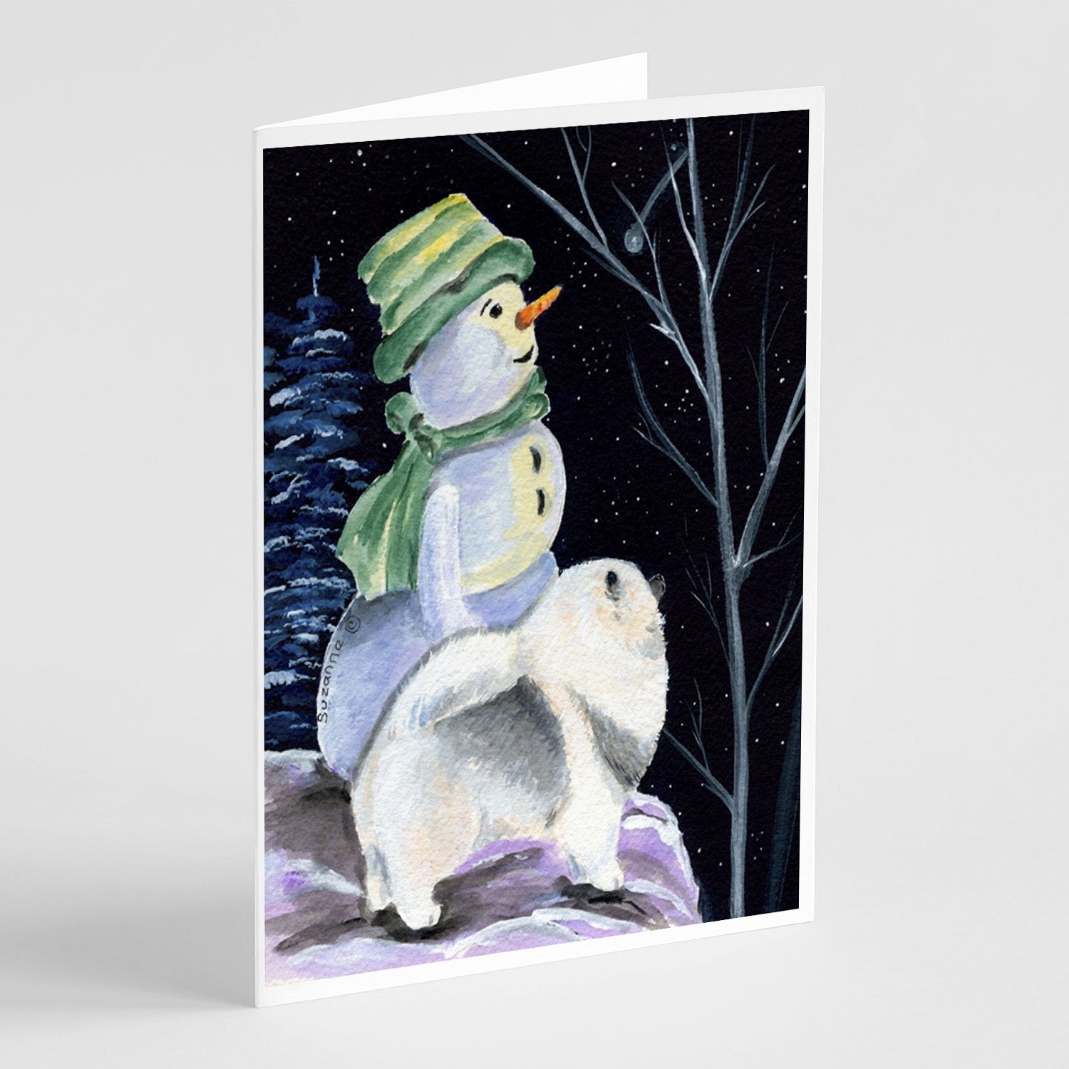 Buy this Snowman with Keeshond Greeting Cards and Envelopes Pack of 8