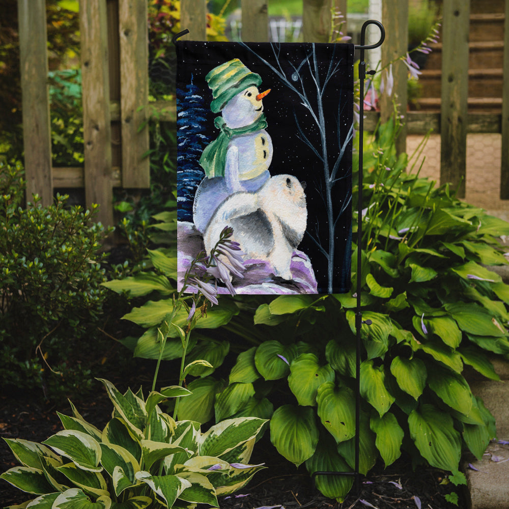 Caroline's Treasures Snowman with Keeshond Garden Flag - Outdoor Decorative Yard Flag