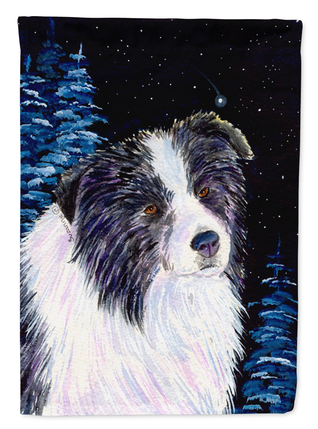 Starry Night Border Collie Flag Canvas House Size  the-store.com.