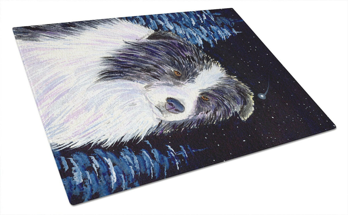 Starry Night Border Collie Glass Cutting Board Large by Caroline&#39;s Treasures