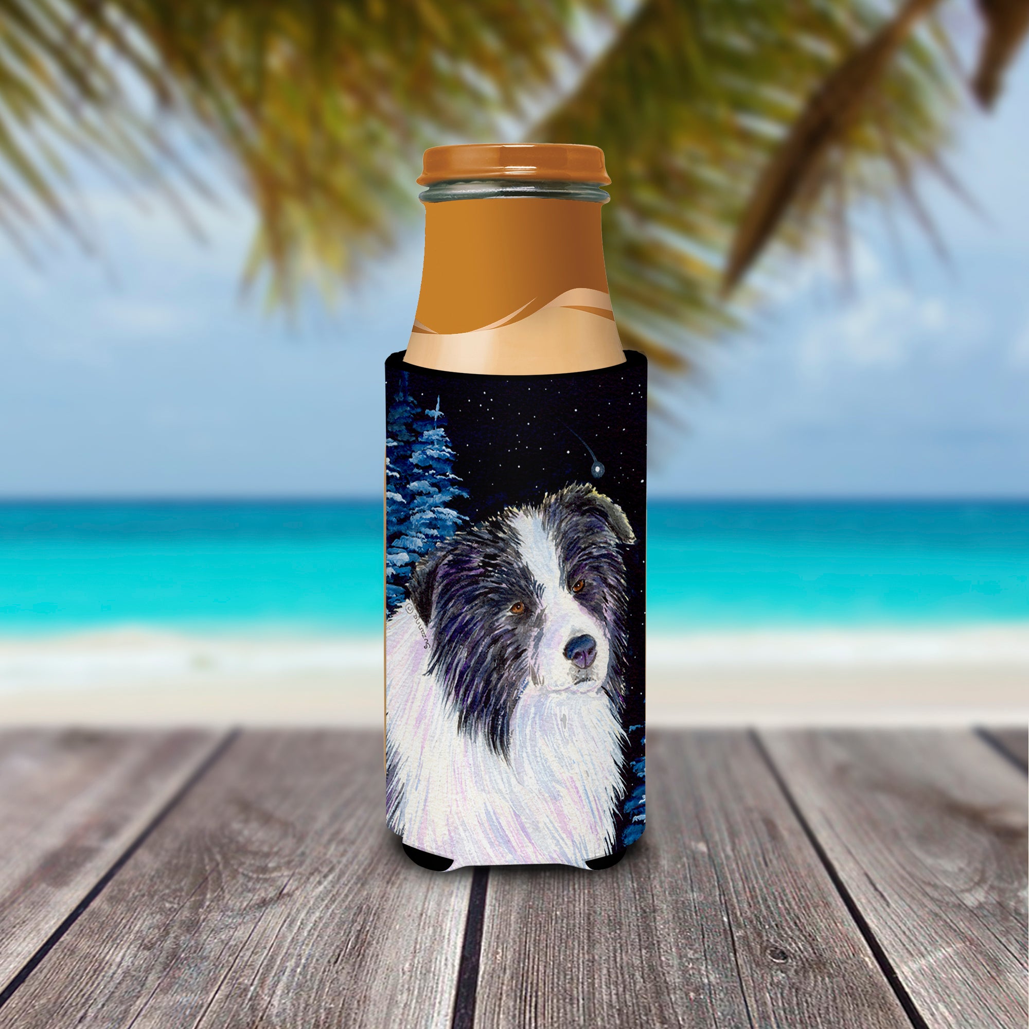 Starry Night Border Collie Ultra Beverage Insulators for slim cans SS8558MUK