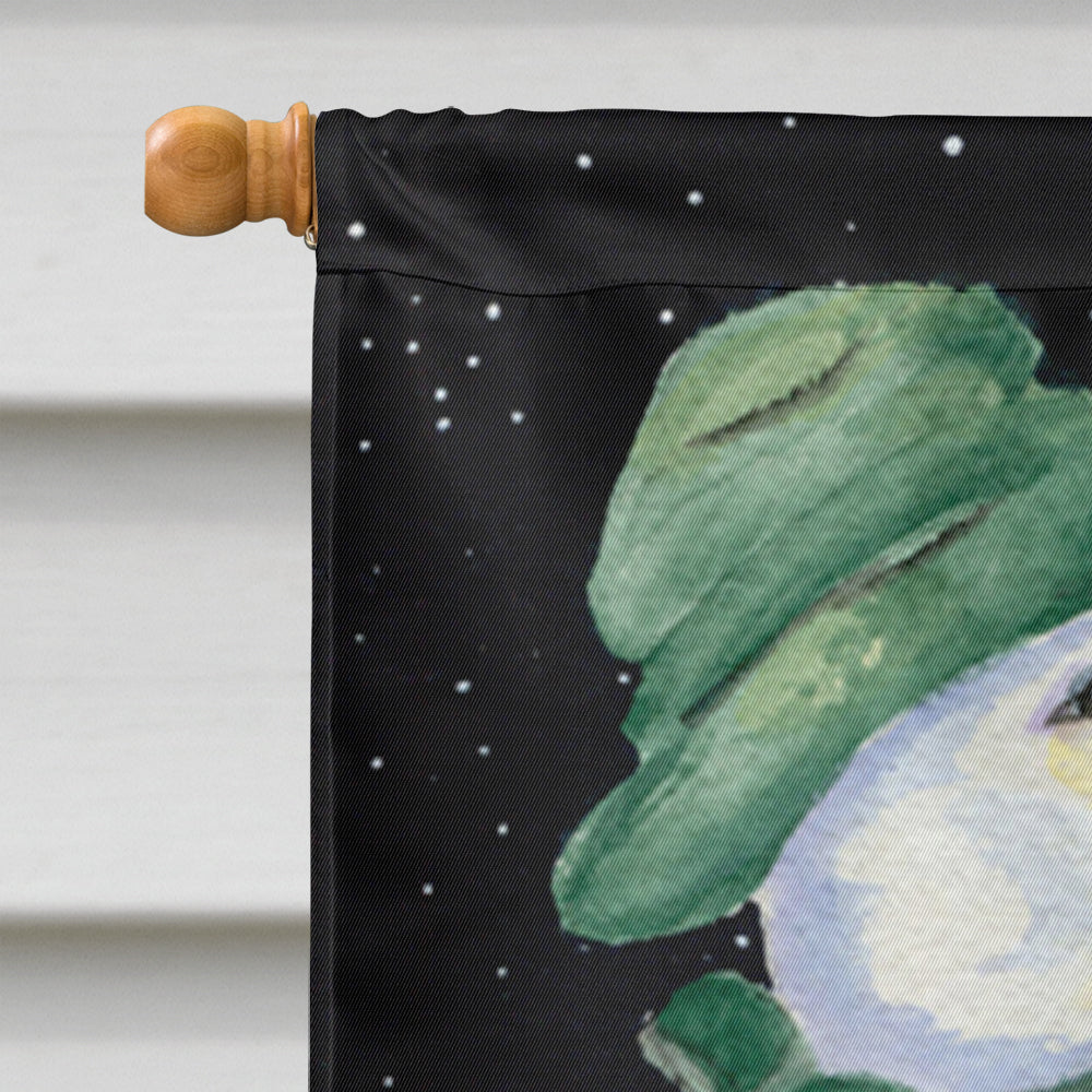 Golden Retriever with Snowman in Green Hat Flag Canvas House Size  the-store.com.