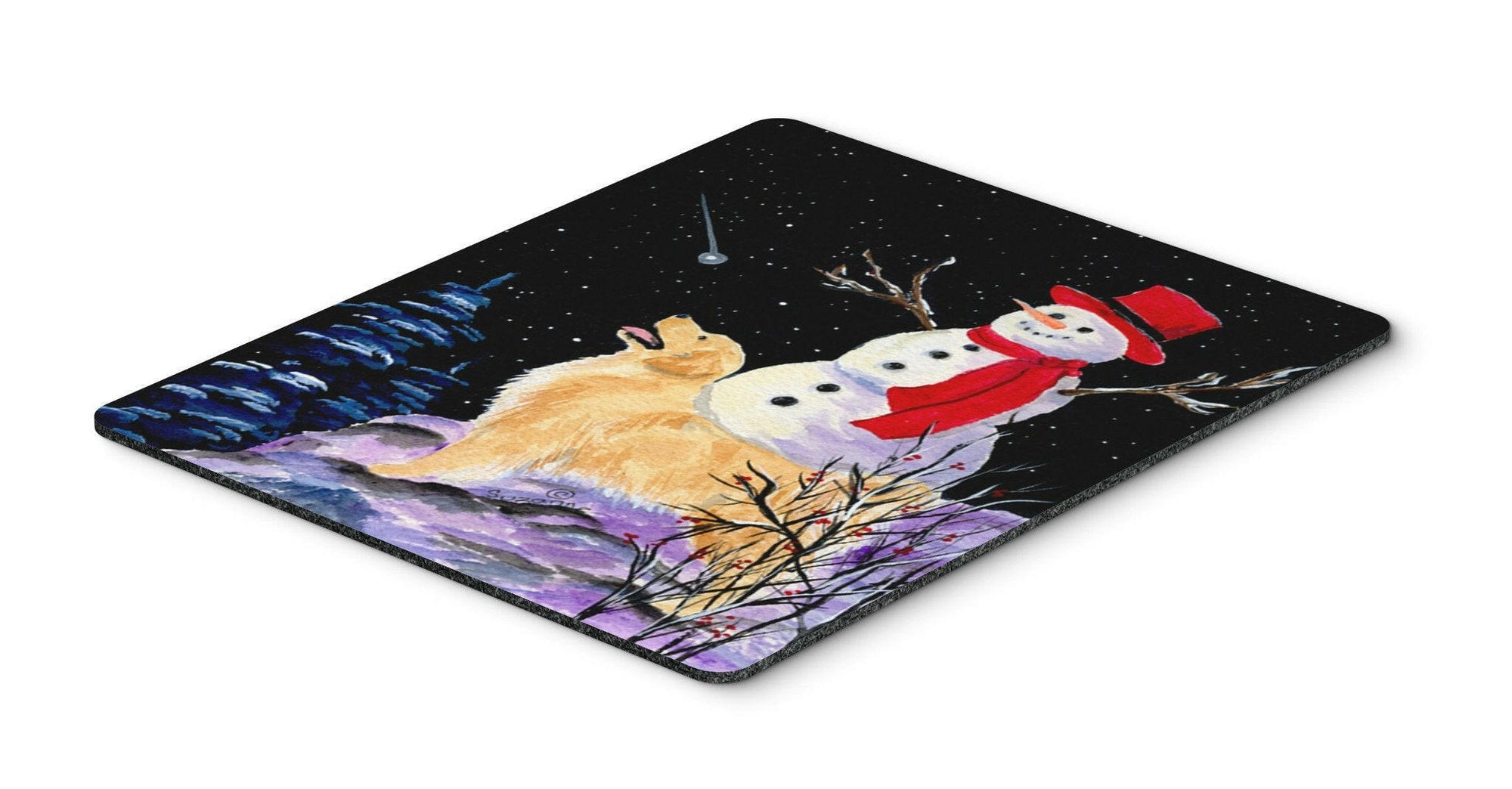 Golden Retriever with Snowman in red Hat Mouse Pad / Hot Pad / Trivet by Caroline's Treasures