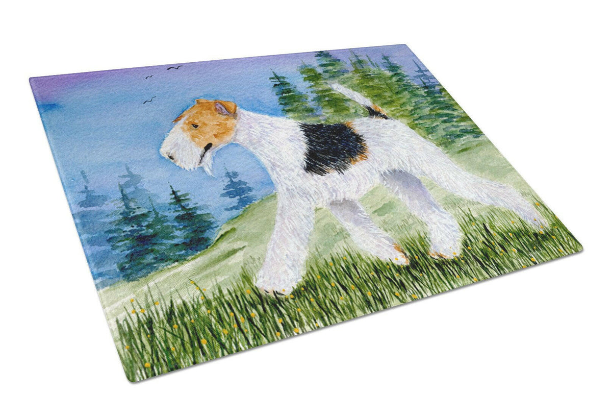 Fox Terrier Glass Cutting Board Large by Caroline&#39;s Treasures