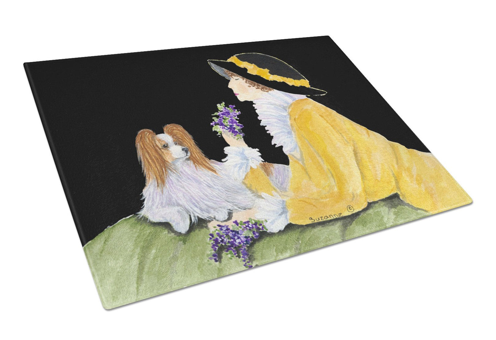 Papillon Glass Cutting Board Large by Caroline's Treasures