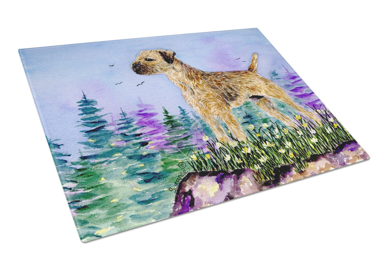 Border Terrier Glass Cutting Board Large by Caroline's Treasures