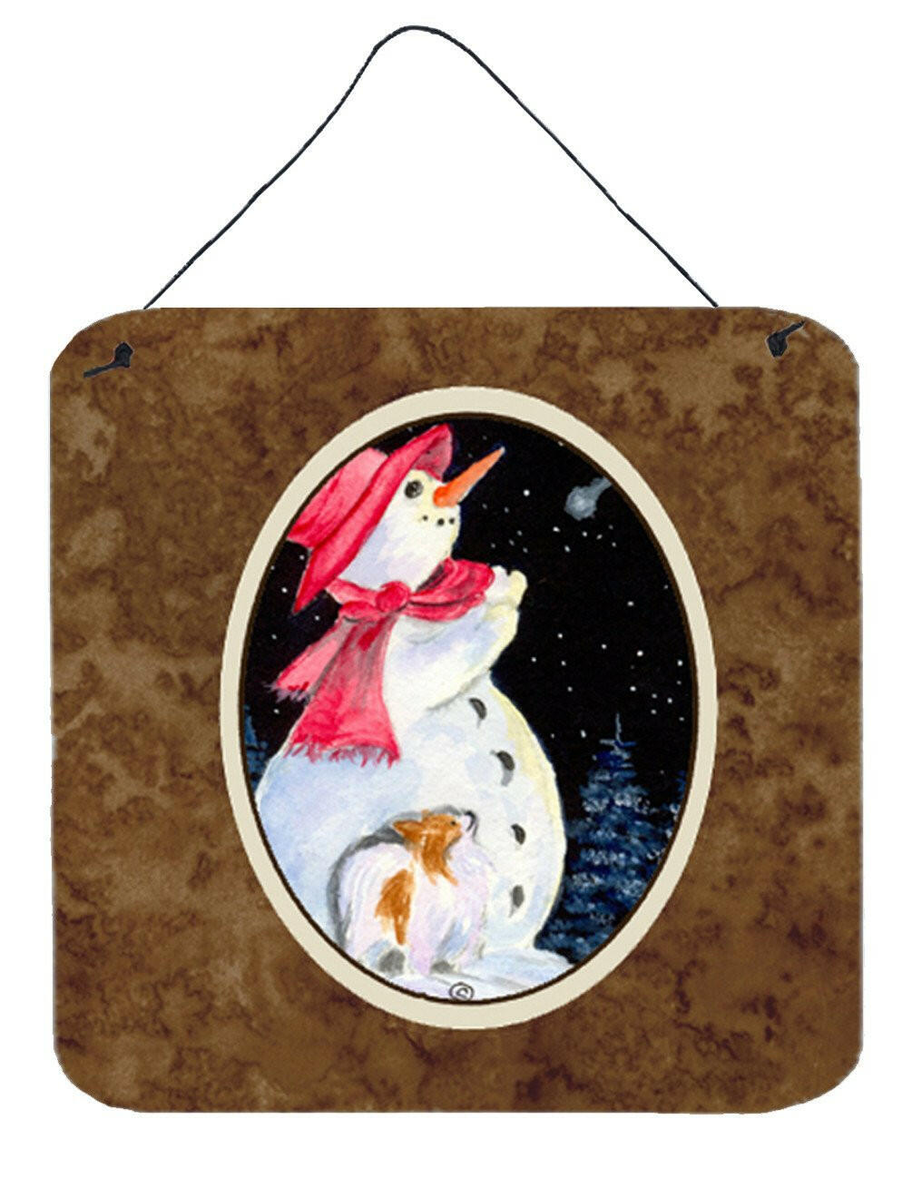 Snowman with Papillon Aluminium Metal Wall or Door Hanging Prints by Caroline&#39;s Treasures