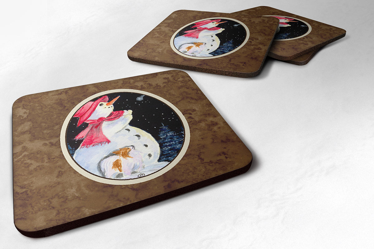 Snowman with Papillon Foam Coasters Set of 4 - the-store.com