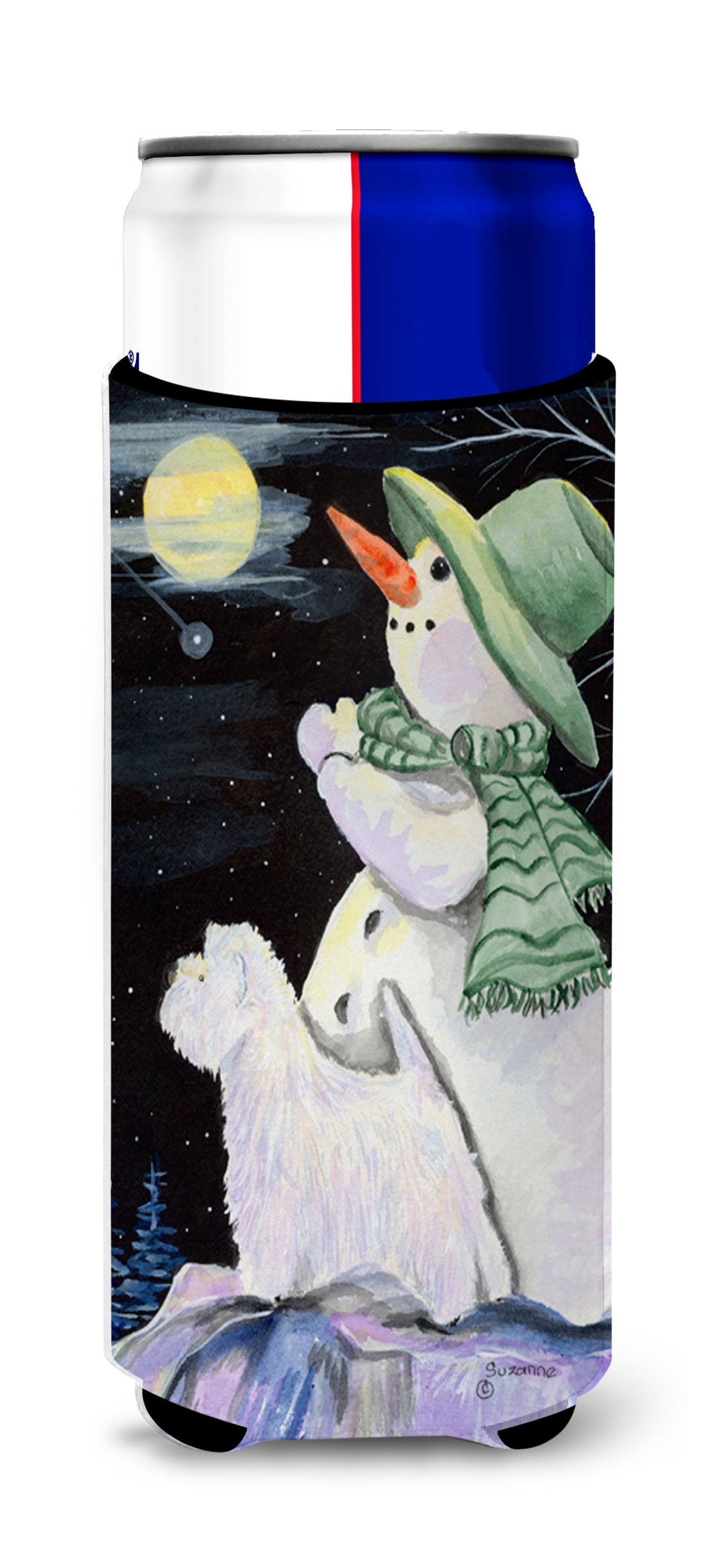 Snowman with Westie Ultra Beverage Insulators for slim cans SS8797MUK
