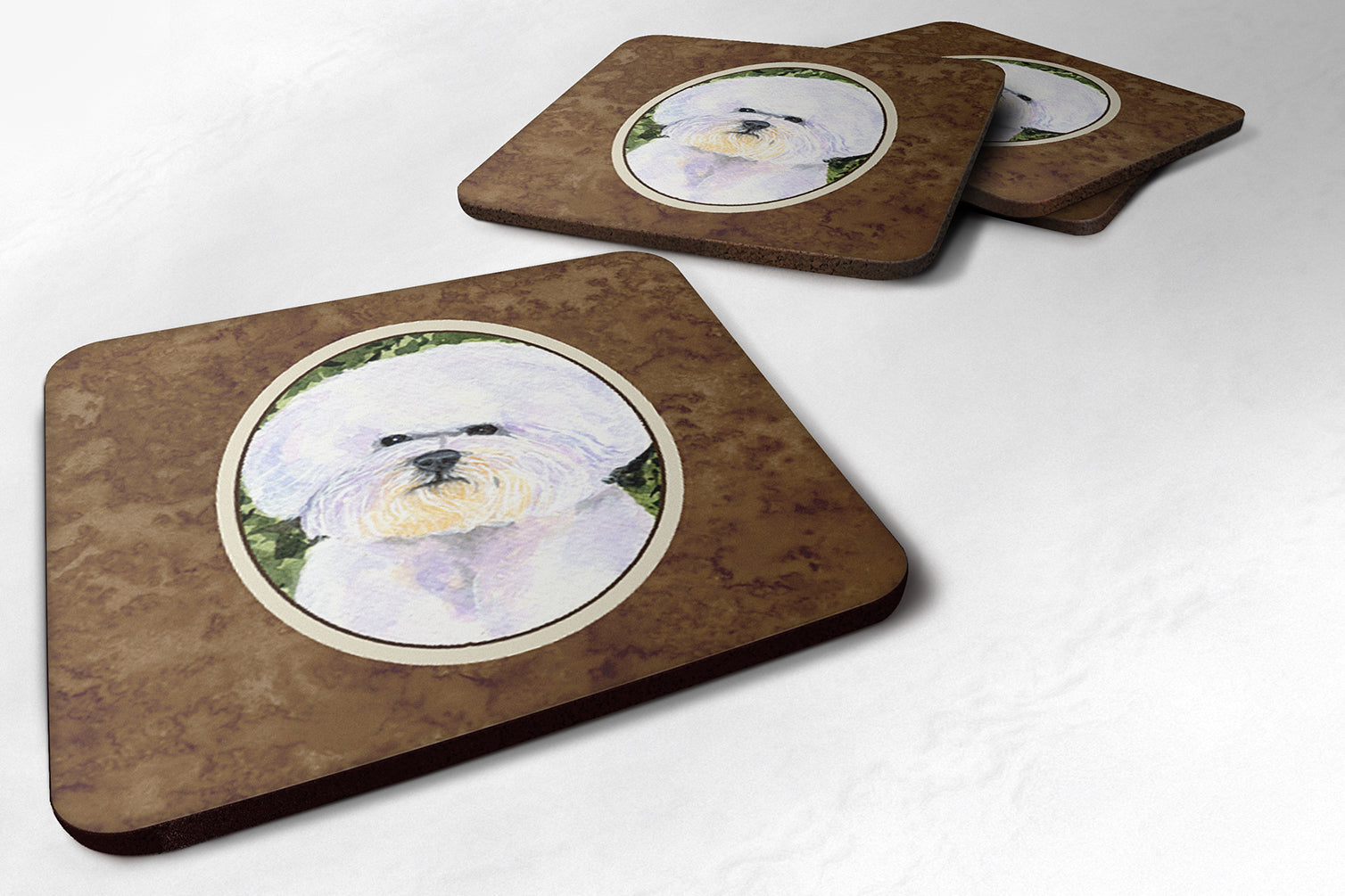 Caroline's Treasures Bichon Frise Coasters - Set of 4 Lightweight Foam, Absorbent Drink Coasters