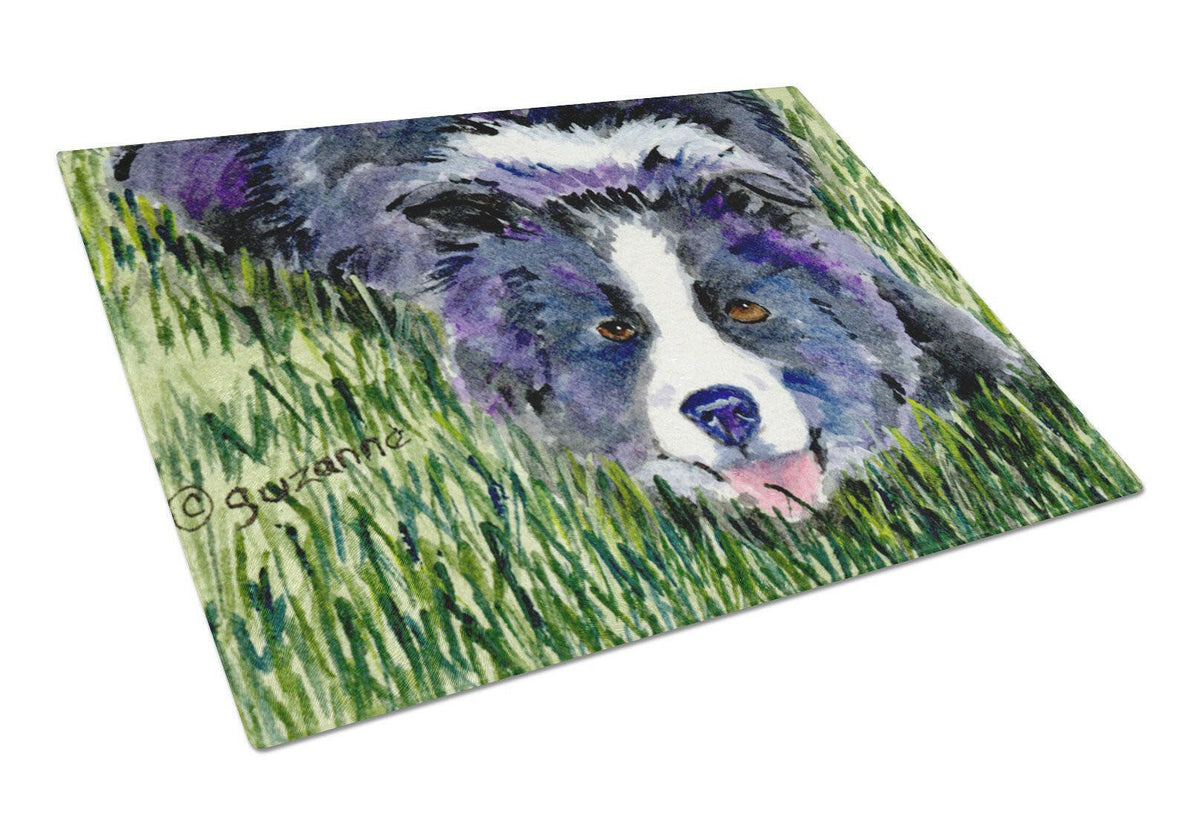 Border Collie Glass Cutting Board Large by Caroline&#39;s Treasures