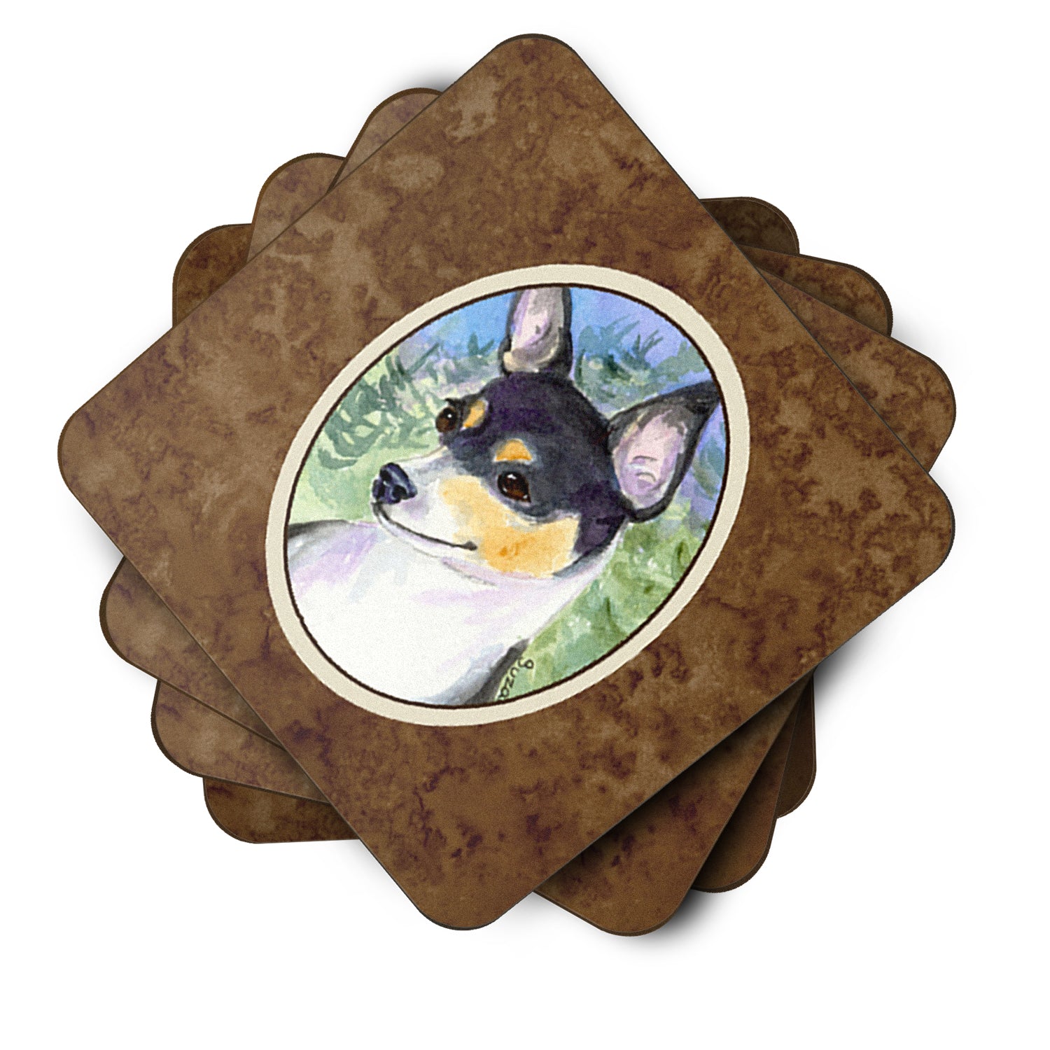 Caroline's Treasures Fox Terrier Coasters - Set of 4 Lightweight Foam, Absorbent Drink Coasters