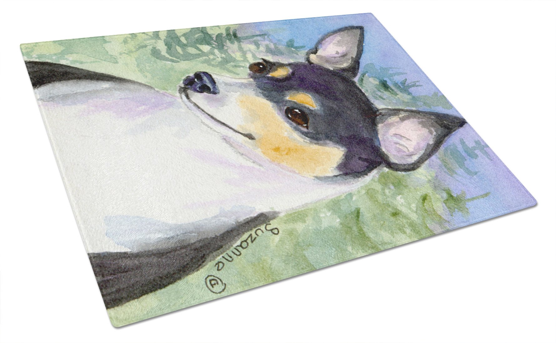Fox Terrier Glass Cutting Board Large by Caroline's Treasures