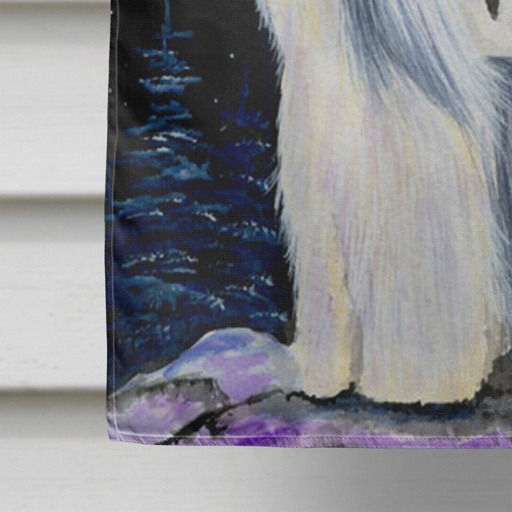 Snowman with Bearded Collie Flag Canvas House Size  the-store.com.