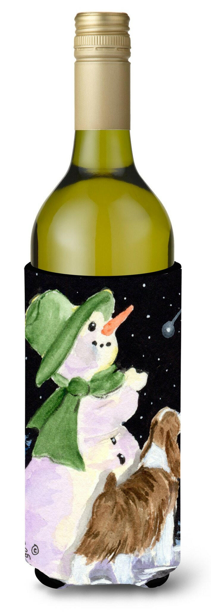 Snowman with English Springer Spaniel Wine Bottle Beverage Insulator Beverage Insulator Hugger by Caroline&#39;s Treasures