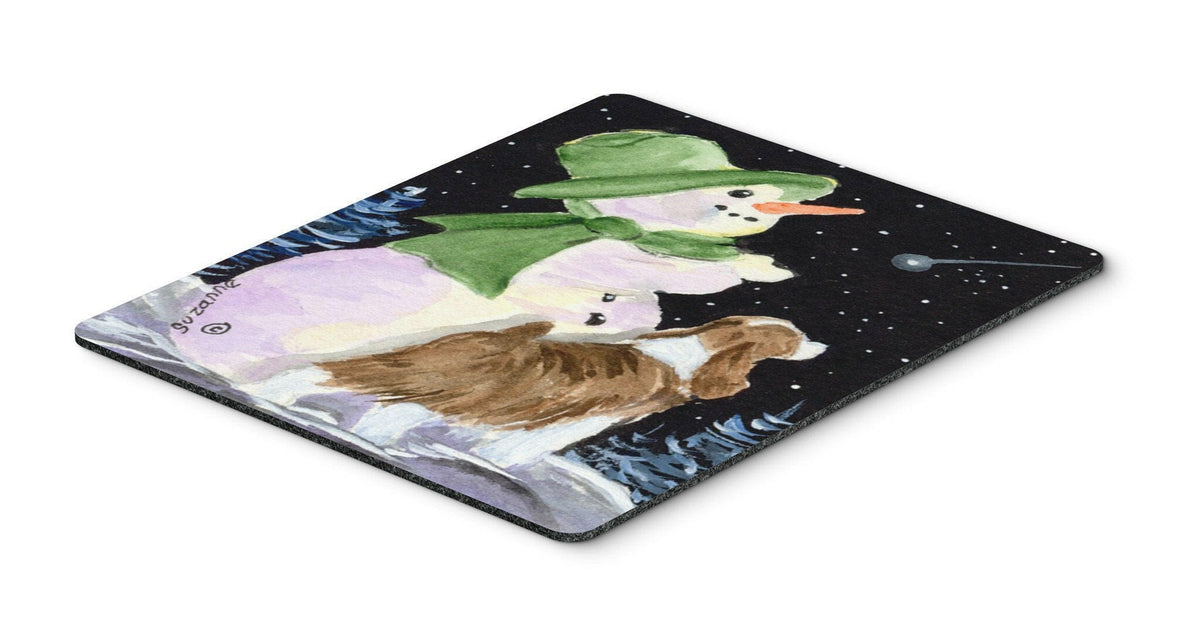 Snowman with English Springer Spaniel Mouse Pad / Hot Pad / Trivet by Caroline&#39;s Treasures
