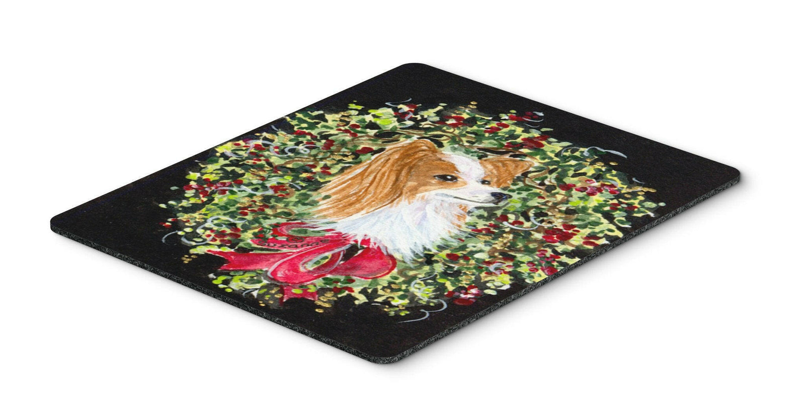 Christmas Wreath Papillon Mouse Pad / Hot Pad / Trivet by Caroline's Treasures