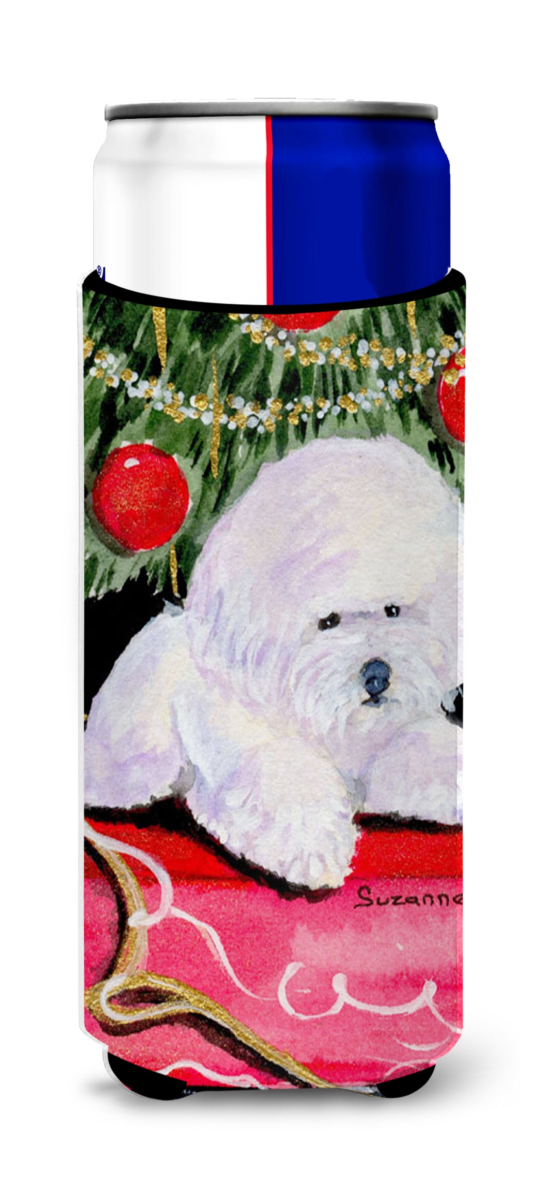 Christmas Tree with  Bichon Frise Ultra Beverage Insulators for slim cans SS8957MUK.