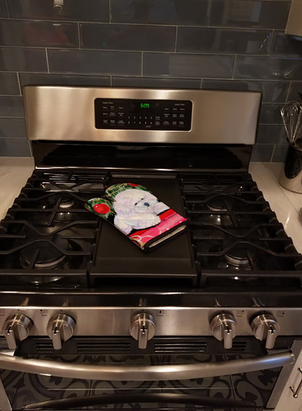 Christmas Tree with  Bichon Frise Oven Mitt SS8957OVMT