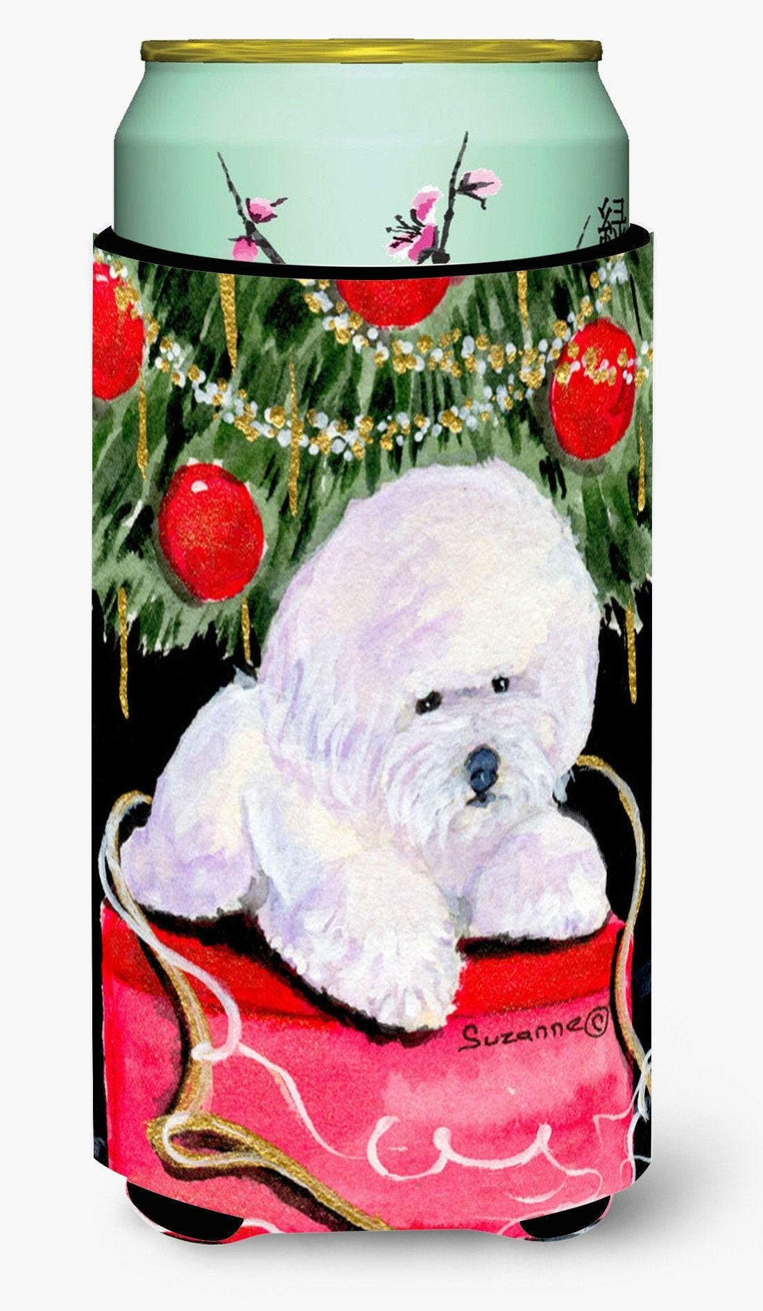 Christmas Tree with  Bichon Frise  Tall Boy Beverage Insulator Beverage Insulator Hugger by Caroline&#39;s Treasures