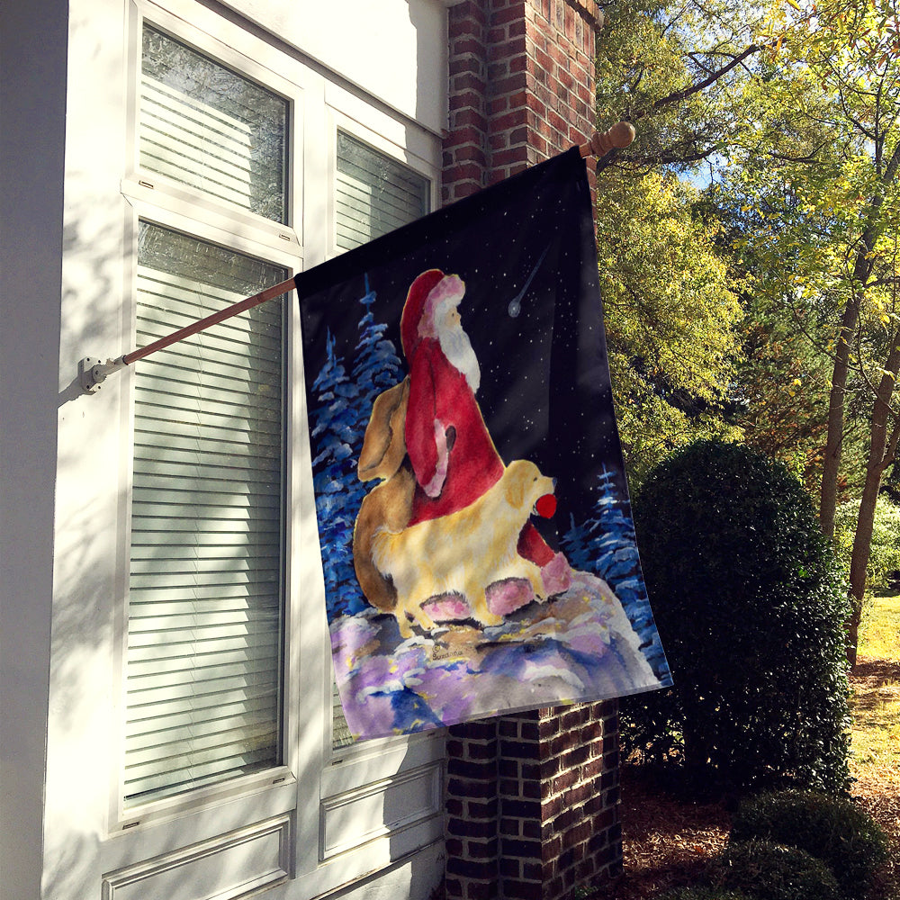 Caroline's Treasures Santa Claus with Golden Retriever Flag Canvas House Size