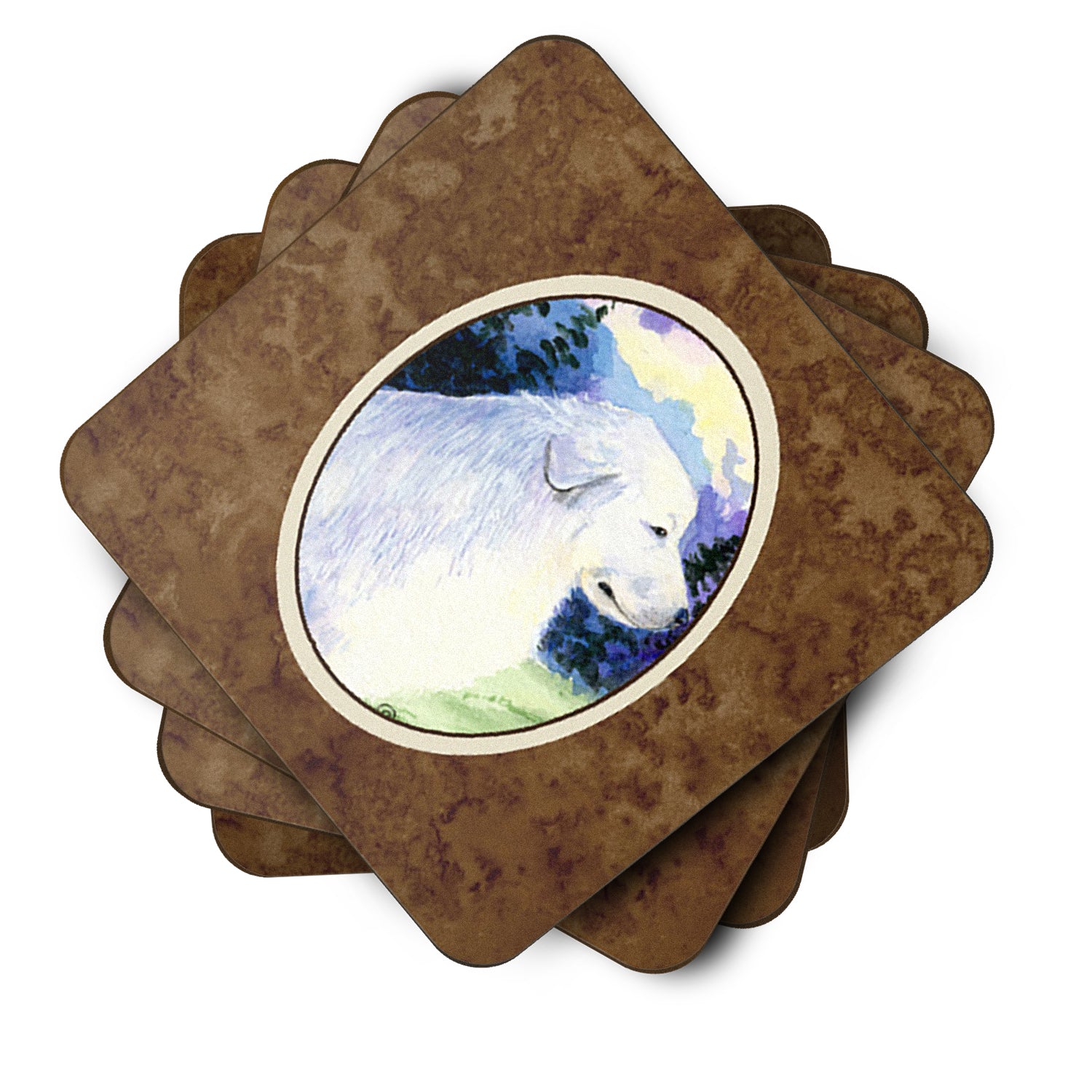 Caroline's Treasures Great Pyrenees Coasters - Set of 4 Lightweight Foam, Absorbent Drink Coasters