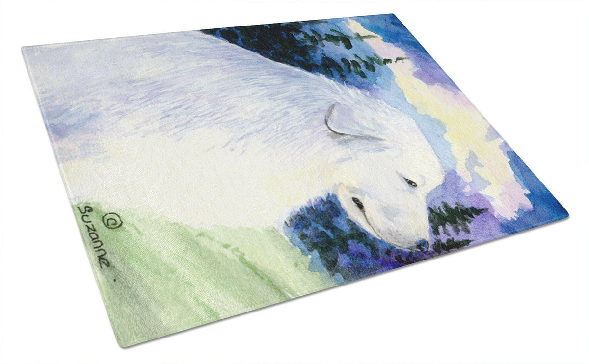 Great Pyrenees Glass Cutting Board Large by Caroline&#39;s Treasures