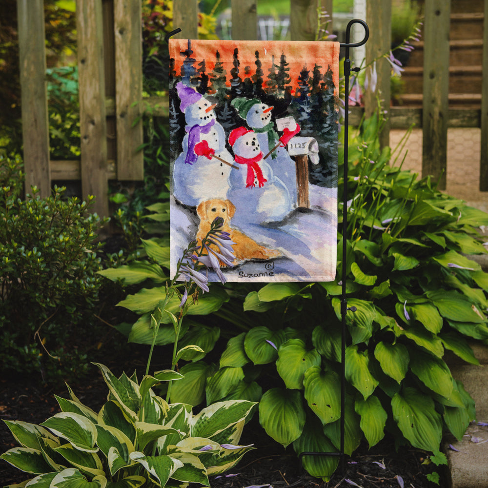 Caroline's Treasures Snowman with Golden Retriever Garden Flag - Outdoor Decorative Yard Flag
