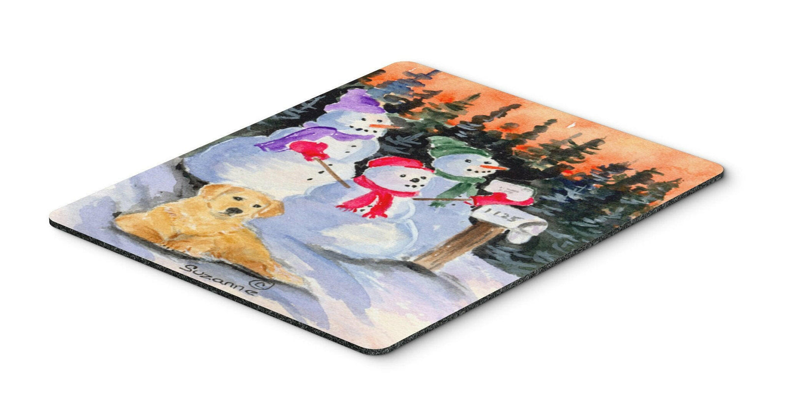 Snowman with Golden Retriever Mouse Pad / Hot Pad / Trivet by Caroline's Treasures