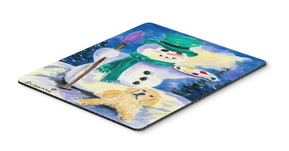 Snowman with Golden Retriever Mouse Pad / Hot Pad / Trivet by Caroline&#39;s Treasures