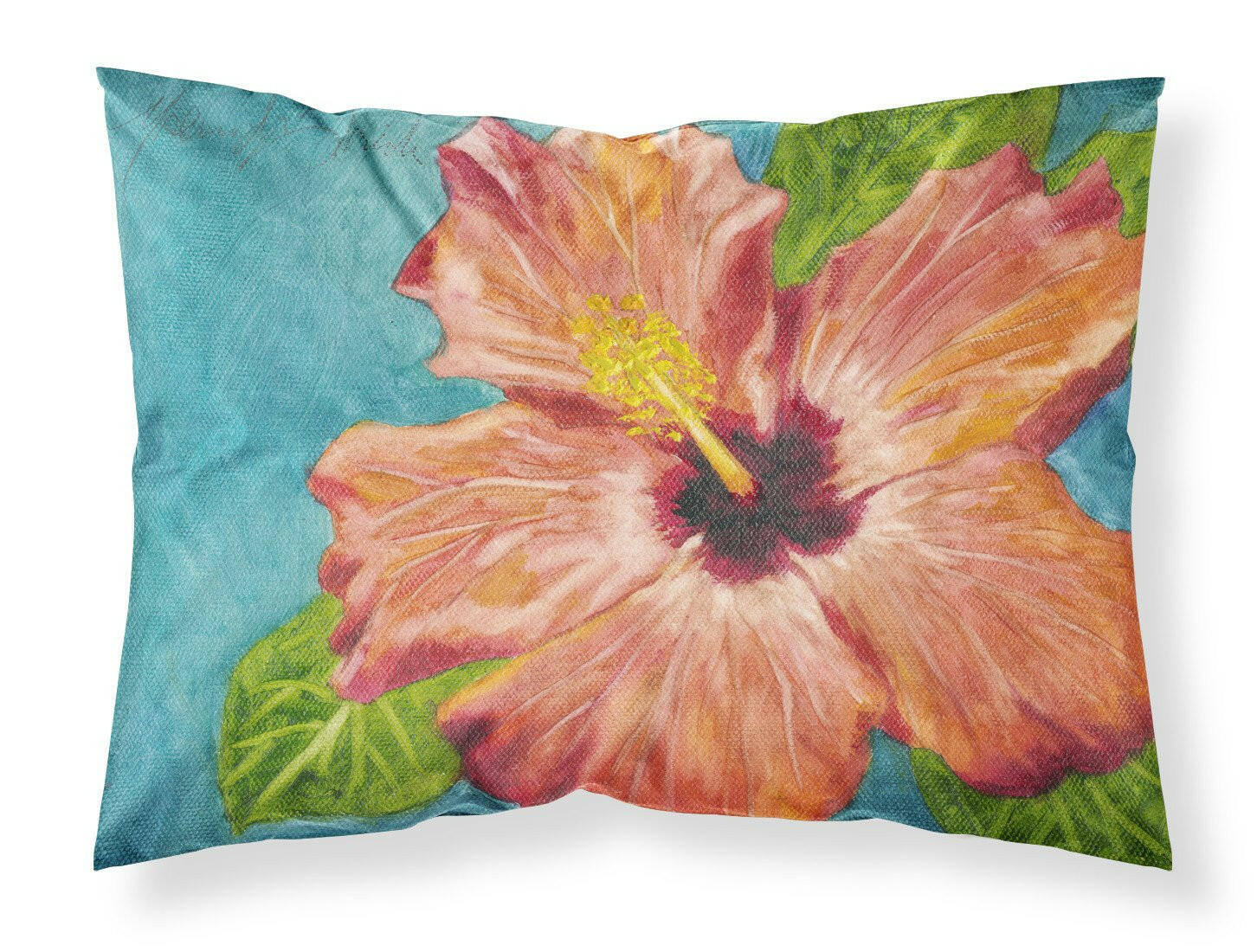 Coral Hibiscus by Malenda Trick Fabric Standard Pillowcase TMTR0316PILLOWCASE by Caroline's Treasures