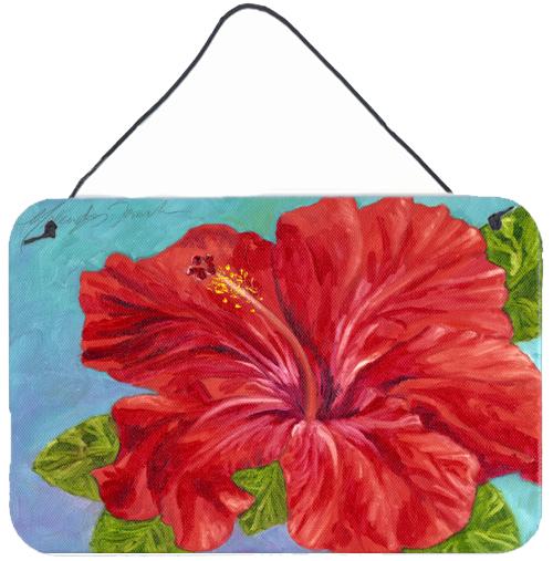 Red Hibiscus by Malenda Trick Wall or Door Hanging Prints TMTR0319DS812 by Caroline's Treasures