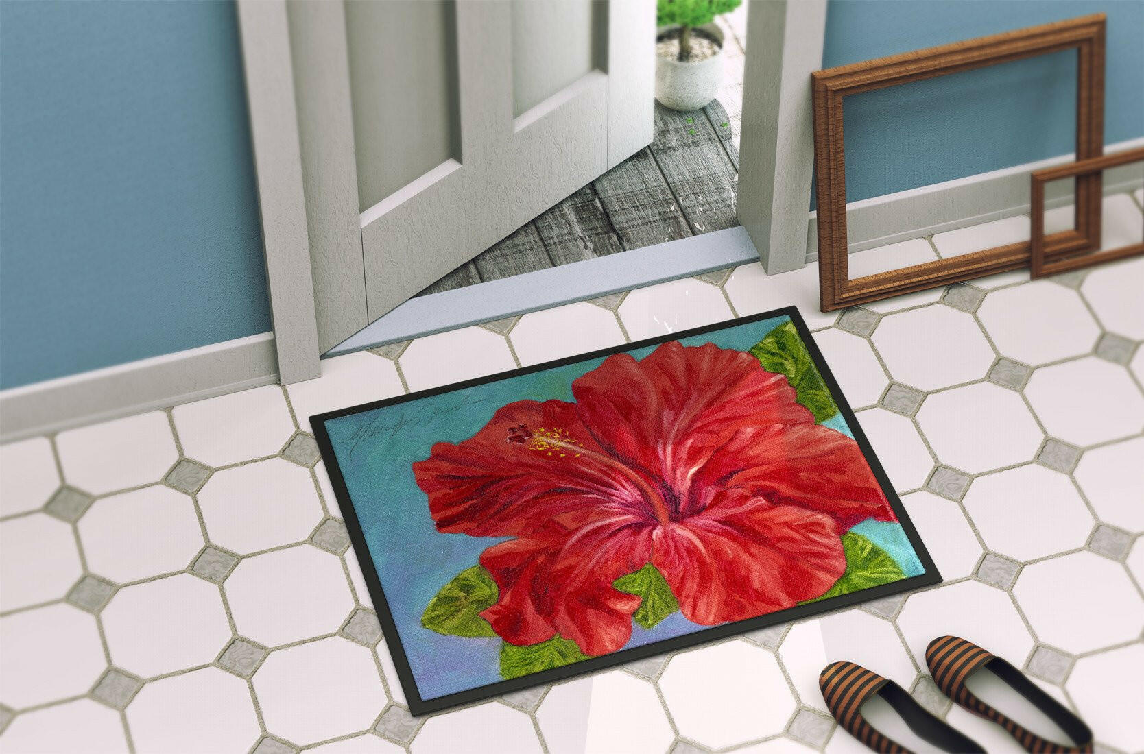 Red Hibiscus by Malenda Trick Indoor or Outdoor Mat 24x36 TMTR0319JMAT - the-store.com