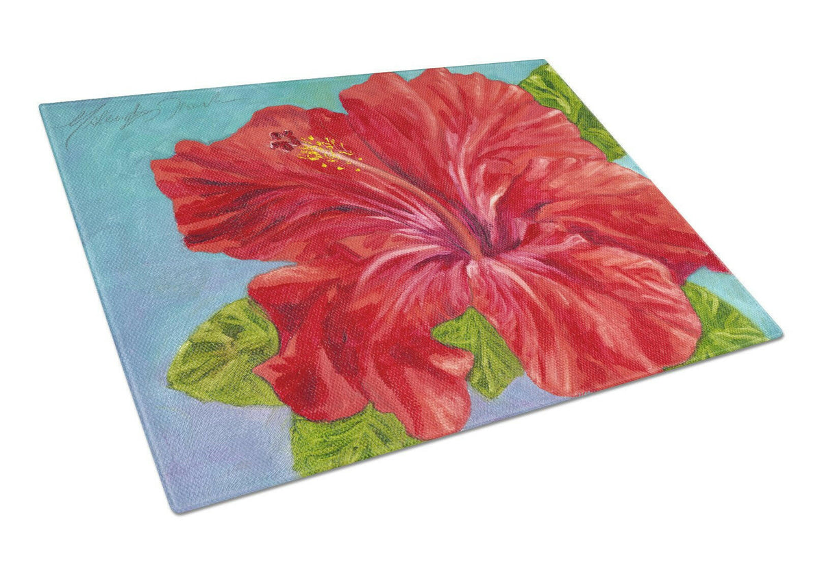 Red Hibiscus by Malenda Trick Glass Cutting Board Large TMTR0319LCB by Caroline&#39;s Treasures
