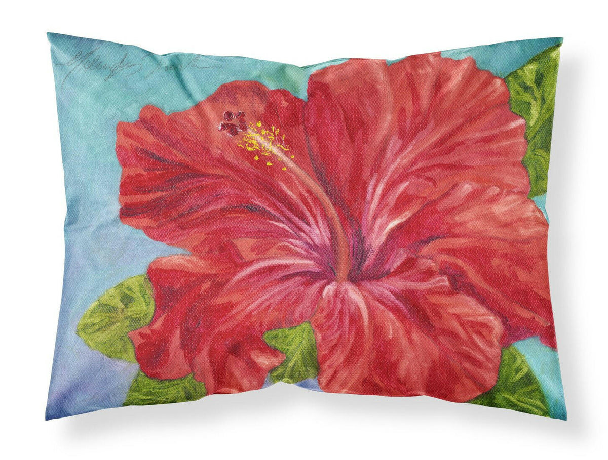 Red Hibiscus by Malenda Trick Fabric Standard Pillowcase TMTR0319PILLOWCASE by Caroline&#39;s Treasures