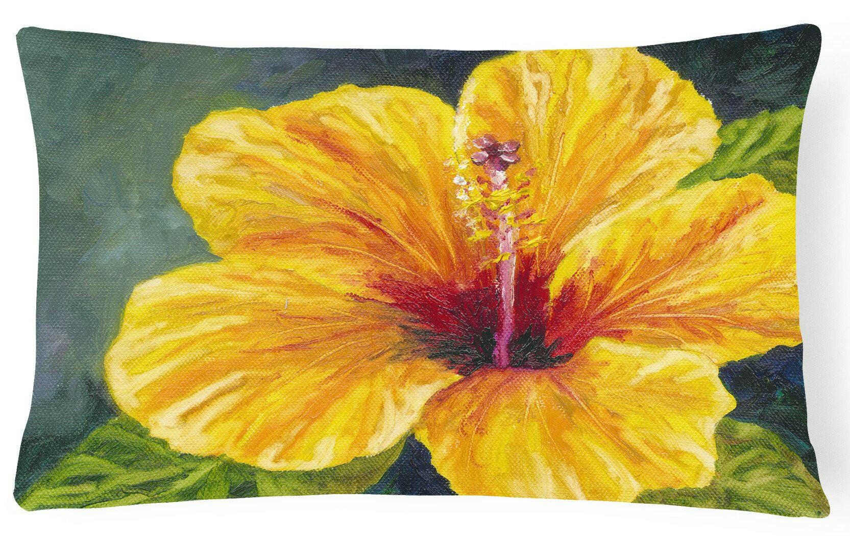 Yellow Hibiscus by Malenda Trick Fabric Decorative Pillow TMTR0321PW1216 by Caroline's Treasures
