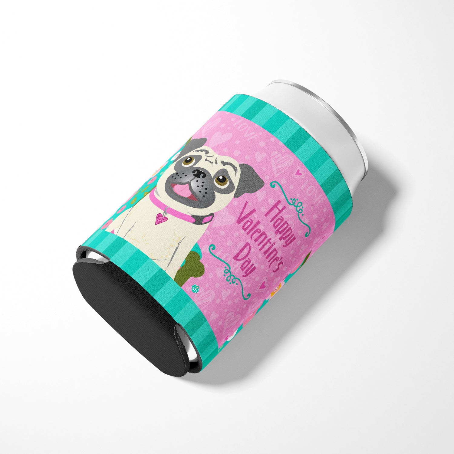 Happy Valentine's Day Pug Can or Bottle Hugger VHA3002CC.