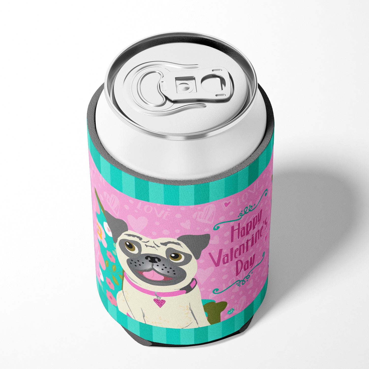 Happy Valentine's Day Pug Can or Bottle Hugger VHA3002CC.
