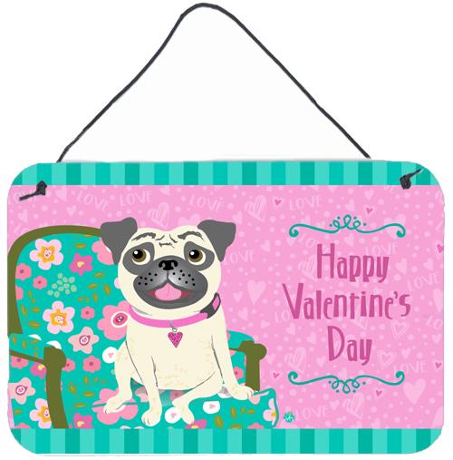 Happy Valentine&#39;s Day Pug Wall or Door Hanging Prints VHA3002DS812 by Caroline&#39;s Treasures