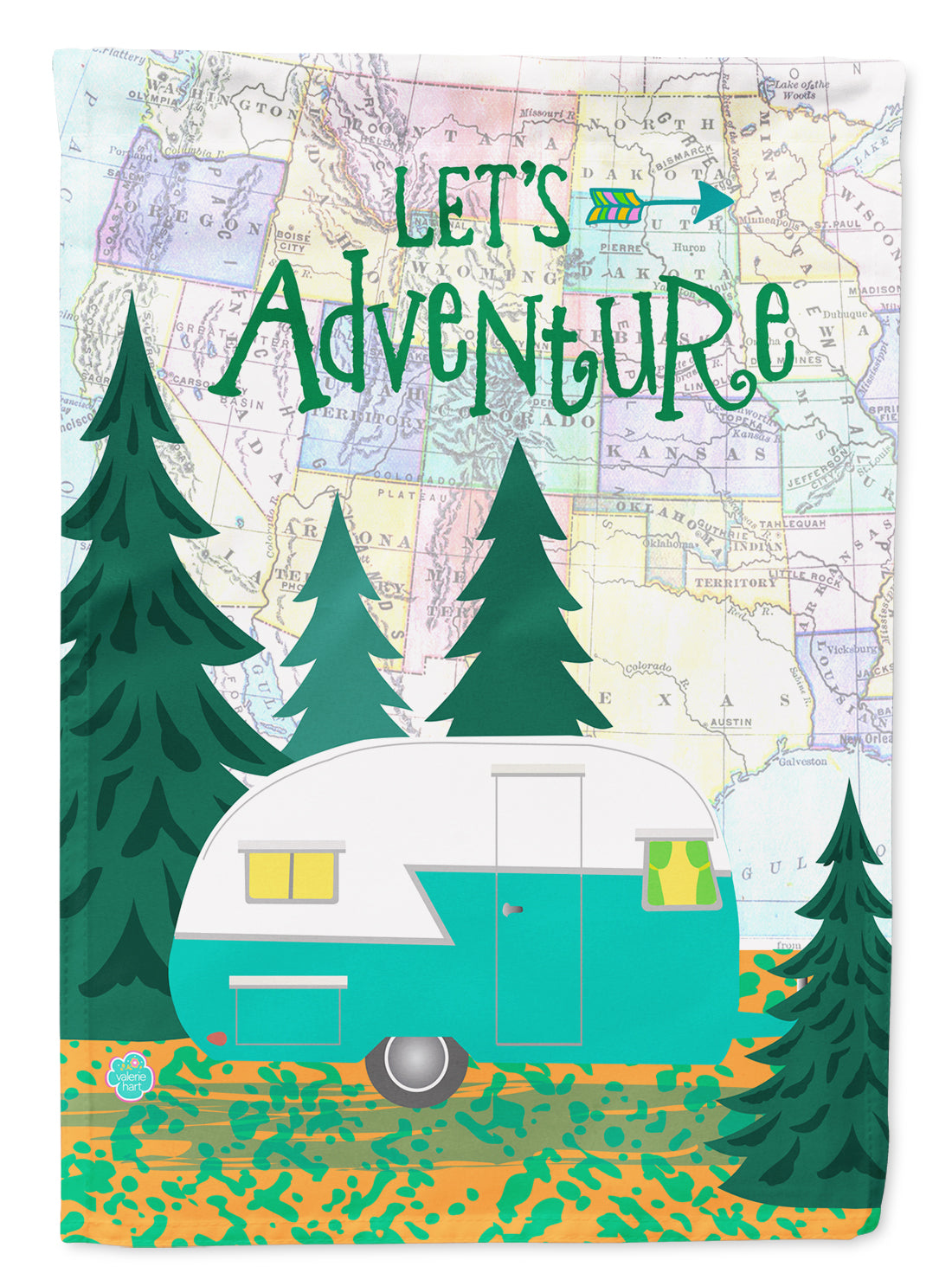 Let&#39;s Adventure Glamping Trailer Flag Canvas House Size VHA3003CHF