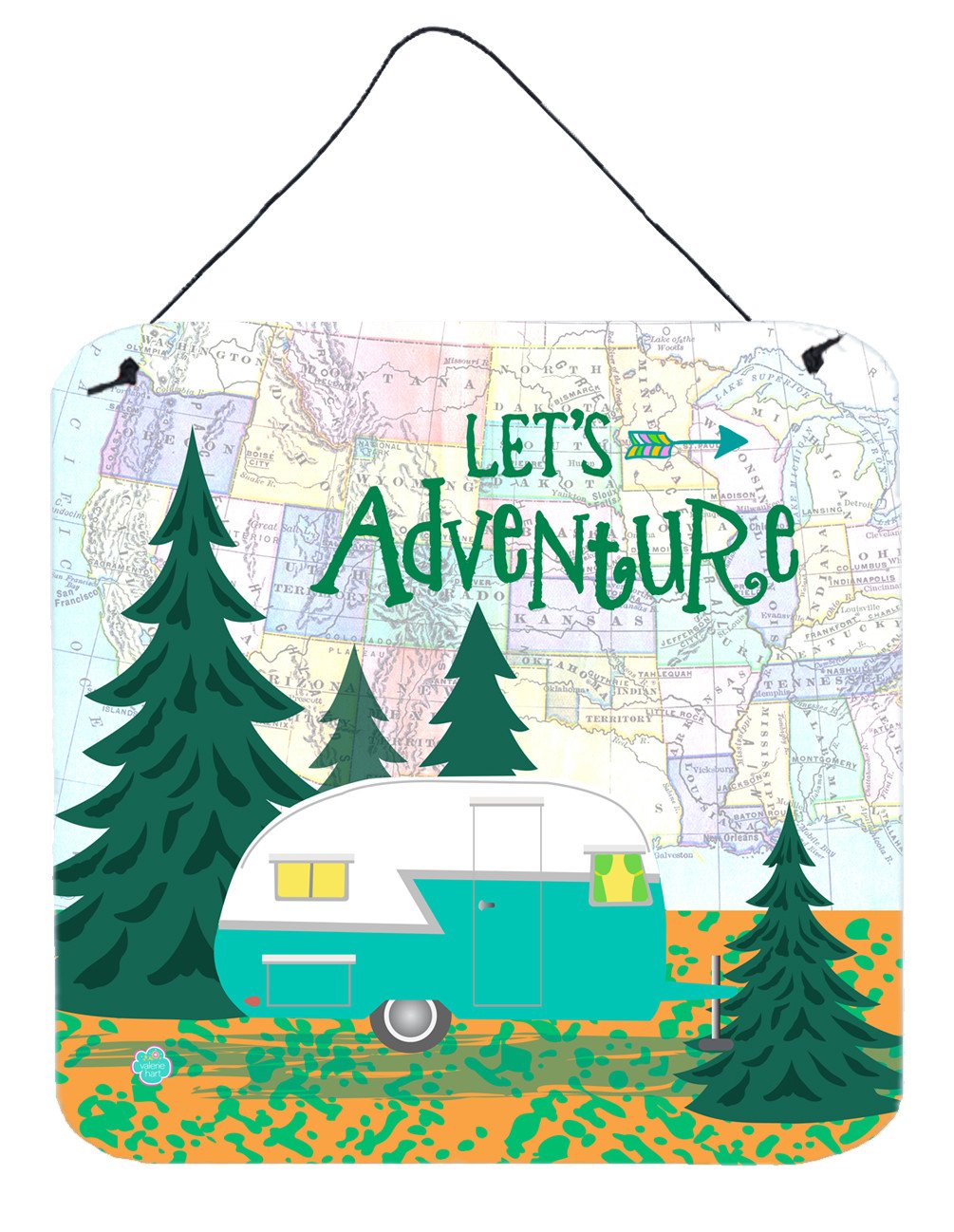 Let&#39;s Adventure Glamping Trailer Wall or Door Hanging Prints VHA3003DS66 by Caroline&#39;s Treasures