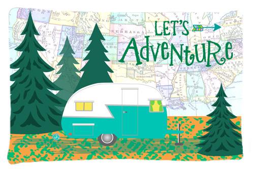 Let&#39;s Adventure Glamping Trailer Fabric Standard Pillowcase by Caroline&#39;s Treasures