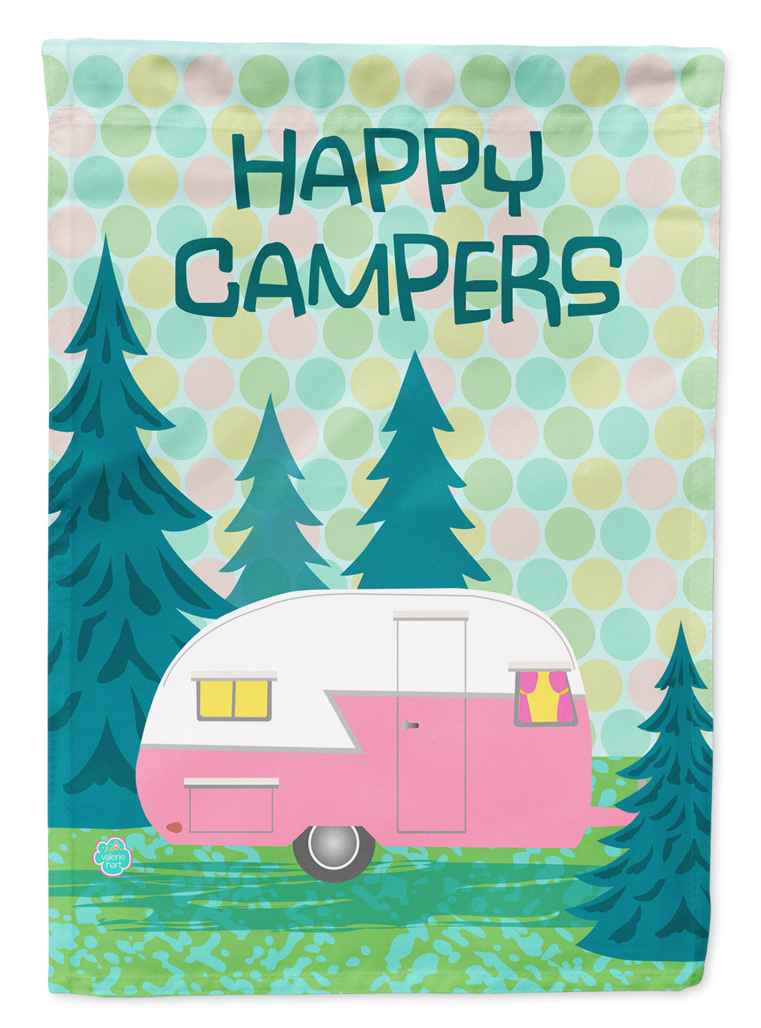 Happy Campers Glamping Trailer Flag Canvas House Size VHA3004CHF
